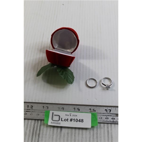 (2) Sterling Silver Cubic Zirconia Ring Set - Size 6