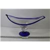 Image 1 : Glass Art Dish (blue & Clear- 17 1/2" L x 11"w x 9"h)