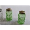 Image 3 : (2) Pairs Salt and Pepper Shakers - (1) Pair is Uranium Glass