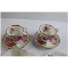 Image 2 : (4) Matching Teacups and Saucers, (2) Extra Matching Saucers, Cream and Sugar Set