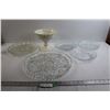 Image 1 : (5) Glass Plates, Pedestal Dish