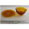 Image 1 : Amber-Coloured Bowl and Plate