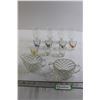 Image 1 : Glass Cream and Sugar Set, (4) Glasses, (7) Shot Glasses