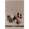 Image 1 : (2) Caron Wood Carvings, (2) Brass Bells, Bottle Opener/Bell, Car & Kleenex (2pks 1 open)