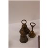 Image 5 : (2) Caron Wood Carvings, (2) Brass Bells, Bottle Opener/Bell, Car & Kleenex (2pks 1 open)