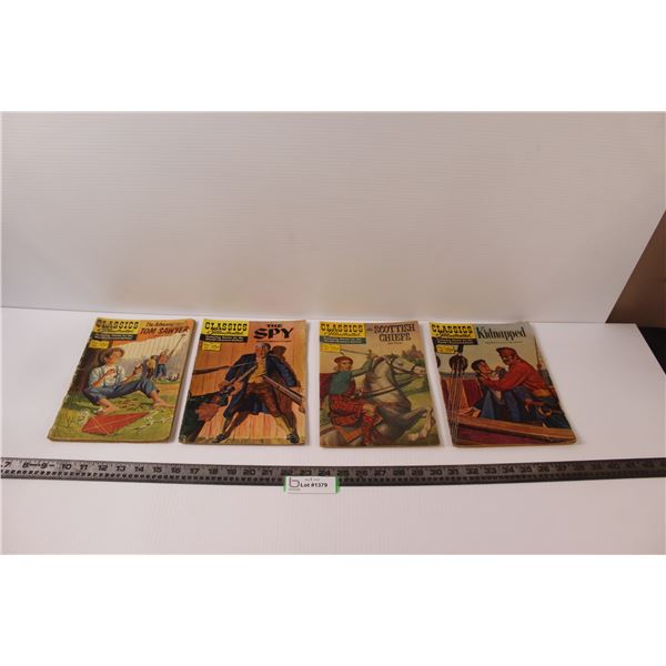 (4) Classics Illustrated Comic Books - The Adventures of Tom Sawyer, The Spy, The Scottish Chiefs & 