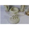 Image 3 : Porcelain Lidded Dish w/Humming Birds & Flowers - (2) Porcelain Angel Candle Sticks - Glass Angel Ca