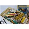 Image 3 : Assortment of Pens & Pencils - Crafting Items - Brush - Players Cigarette Tins - Misc. Items