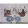 Image 1 : (3) Stained Glass Angels and (2) Small Wedgwood Blue Trinket Plates