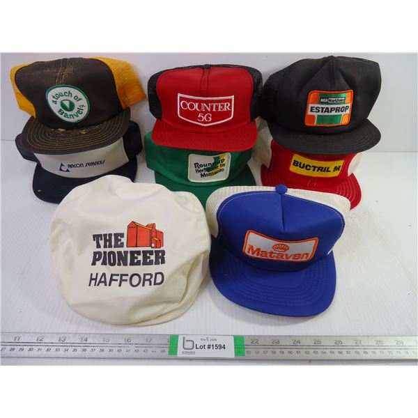 (8) Hats from Various Businesses