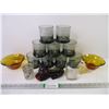 Image 1 : (9) Highball Glasses,(2) Gold Dessert Dishes(chips) ,Ornaments and Glasses