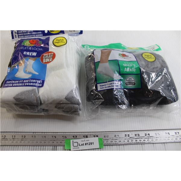 (2) Packs Socks - Sealed, Size 12-16