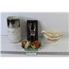 Image 1 : Squirrels Salt & Pepper Shakers - Ceramic Gravy Boat - (2) Cheese Knives - Ceramic Vase