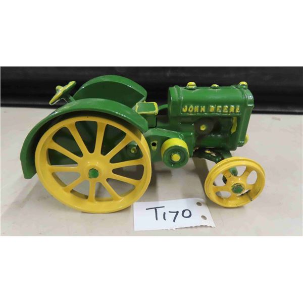 John Deere Metal Die Cast Tractor with Steel Wheels, 3.5" x 4" x 6"