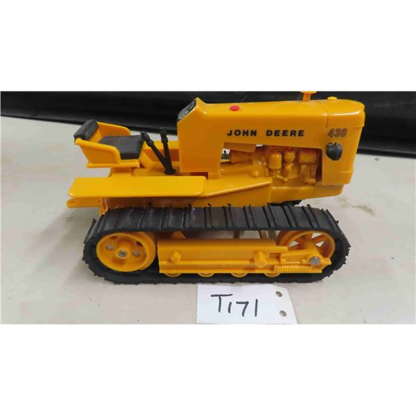 John Deere 430 Plastic Die Cast Tractor with Rubber Tracks, 4" x 4" x 7"