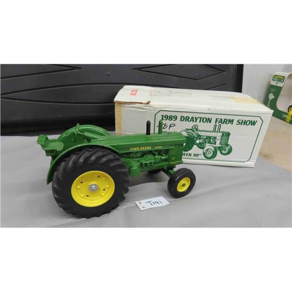John Deere 80 Diesel Metal Die Cast Tractor with Rubber Tires, 1989 Drayton Farm Show,