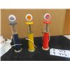 Image 1 : 3 gas Visible Pumps 7.5" Tall ; Standard, Gulf, Shell - with Boxes