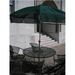 Iron Patio Table w/Umbrella & 4 chairs