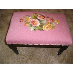 Needlepoint top footstool
