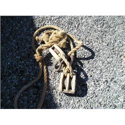 Pair of wooden pulleys