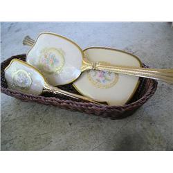 Vanity mirrors and brush