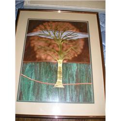 Signed Dick Greer metal framed art