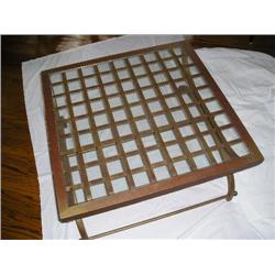 Heavy metal coffee table w/glass top