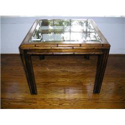 Square end table w/beveled glass top