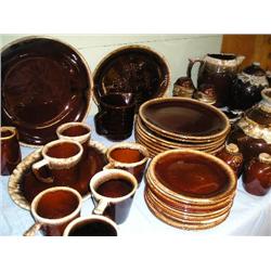 Large lot of brown dinnerware