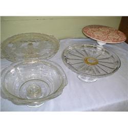 Four Pedestal Cake Plates