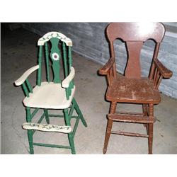 Two wood high chairs