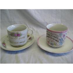 Two beautiful old oversized cups/saucers