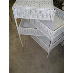 White wicker storage cabinet