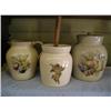 Image 1 : One cookie jar, churn, pitcher, pottery