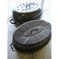 2 graniteware roasters