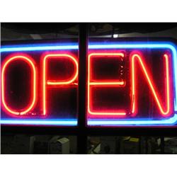 Neon lighted OPEN sign
