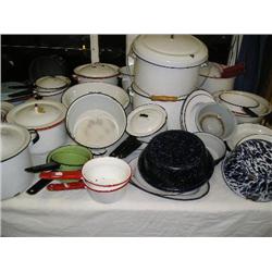 Large lot of enamelware