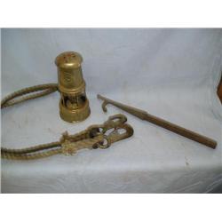 Boat gaff, lantern and caribbeaners