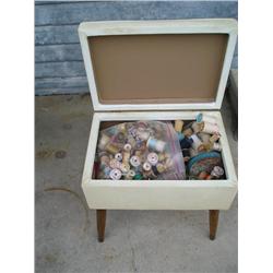 Sewing bench filled w/sewing supplies