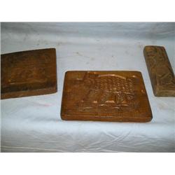 Three wood butter or candy molds