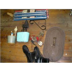 Wall lamps, roller skates, ice skates