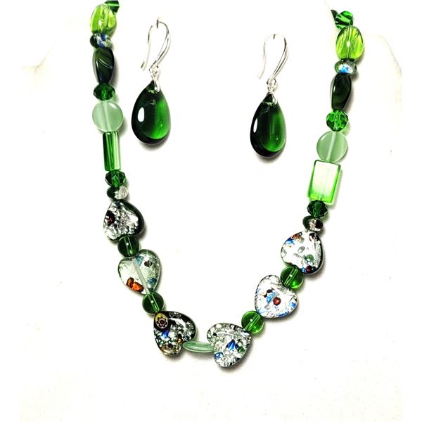 1)  EMERALD GREEN TITANIUM CRYSTAL AND MURANO GLAS