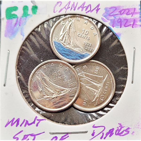 22)  LOT OF 3 CANADIAN 1921-2021 COMMERATIVE
