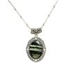 Image 1 : 10)  OVAL GREEN SWISS OPAL PENDANT ON 18" CHAIN.