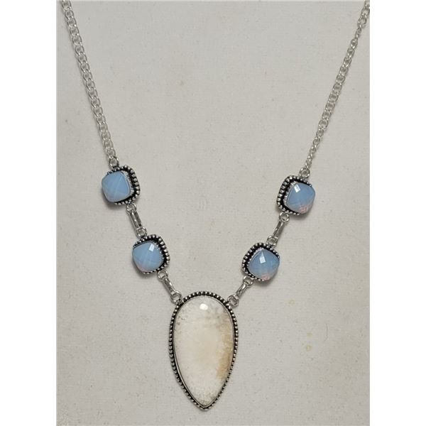 8)  PEAR SHAPED SCOLECITE NECKLACE WITH