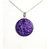 Image 1 : 13)  ROUND 1.5" PURPLE LACE AGATE PENDANT