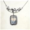 Image 1 : 3)  RECTANGULAR DENDRITIC OPAL PENDANT WITH 2 LION