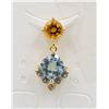 Image 1 : #120-SKY BLUE TOPAZ & CITRINE AND CZ PENDANT