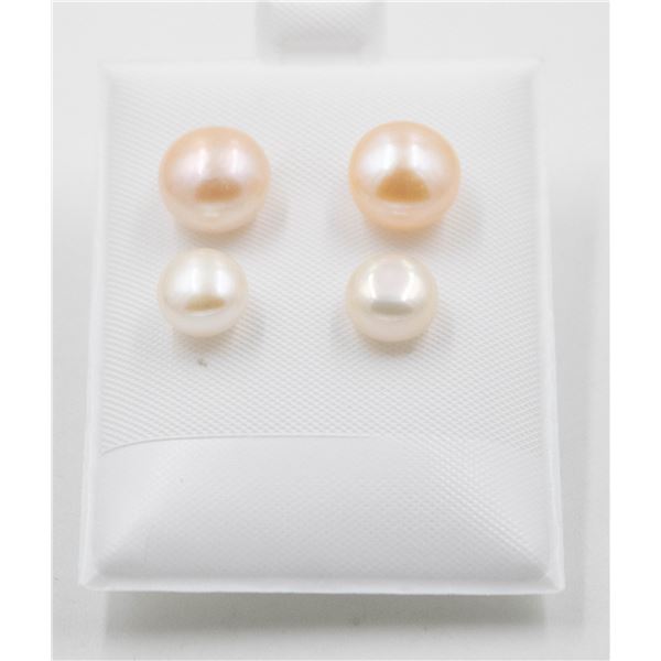 #80-NATURAL AKOYA PEARL STUD EARRINGS /2 PAIR