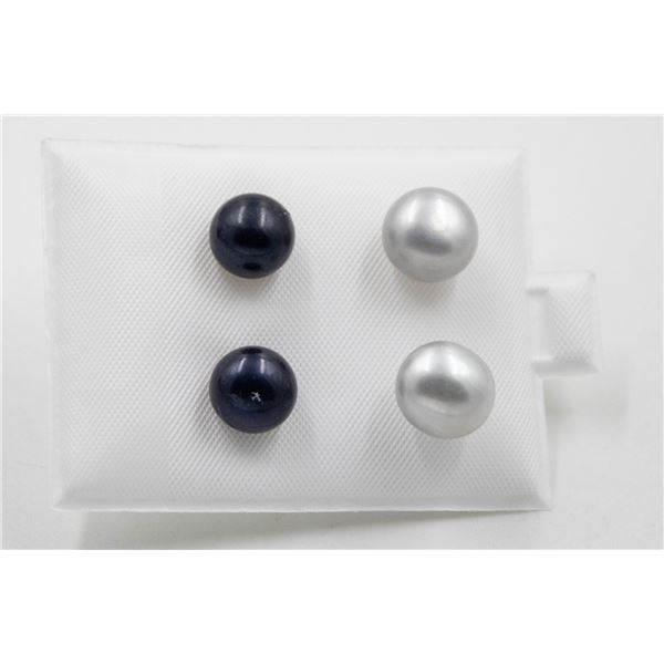 #78-NATURAL AKOYA PEARL STUD EARRINGS /2 PAIR